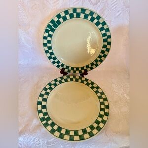 Hartstone Pottery Stoneware Checks Green Checkerboard Dinner & Salad Plate